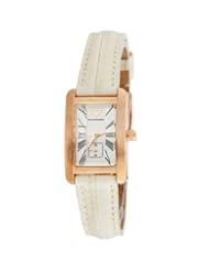 Emporio Armani Womens AR0173 White Dial White Leather Watch