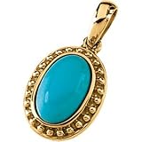 14K Yellow Gold Cab Turquoise Pendant