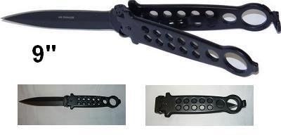 Childrens Toyshop  Sporting Goods : 9" Twin Handle Lock Flip Pocket Knife Blade