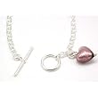 CL675 - Bracelet en Argent Fin 925 Fermeture en T avec Verre de Murano Rose Par La Olivia Collection