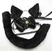 Cat's Ear Ears Tail w/Tie Plush Black Cosplay Costumes