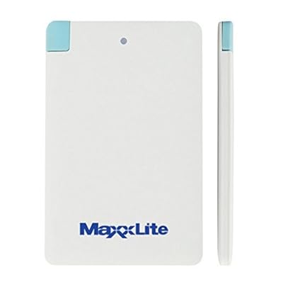 Maxxlite 3000mAh Ultra Slim Credit Card sized Power Bank with built-in cable for iPhone and Samsung - White
