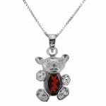 Sterling Silver Genuine Garnet Stone Teddy Bear Pendant