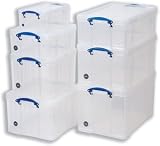 Really Useful Box with eighty four litre capacity and complete with lid, clear, EACH
