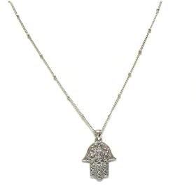 Silver Fashion Hamsa/Hand of Fatima Necklace - Adjustable: Jewelry