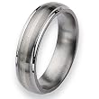 Silver Inlaid Ridged Edge Brushed and Polished Titanium Ring (6.0 mm) With Wood Box - Sizes 8.5-12