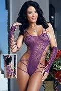 2pc Hot Floral Strappy Teddy Dusty Violet One Size