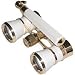 Adorama 3 x 25 Opera Glass Binocular with Built-In Extendable Handle, White with Gold Trim