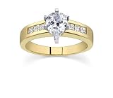 0.83 CT PEAR DIAMOND 18K YELLOW GOLD RING NEW