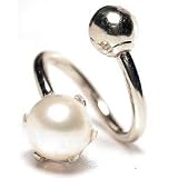 14G 1 2 - Prong-Set Pearl 14kt White Gold Twister Spiral Barbell
