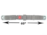 2-Point Lap Seat Belt, Grey, 60 Inch Length, with Push Button Release