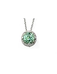 1 Carat Emerald Diamond Pendant .925 Sterling Silver Rhodium Finish