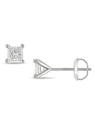 18k White Gold Diamond Martini Style Stud Earrings