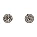 Cute and Tiny Round Tree of Life Stud Earrings in Sterling Silver, #7445