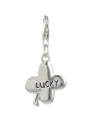 Oscaro Charms 925 Sterling Silver Lucky Four Leaf Clover Click-on Charm Lobster Clasp for Thomas Sabo Style Bracelets and Necklace