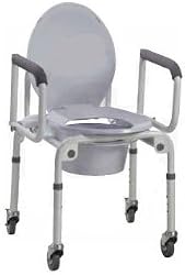 Commode Steel Drop-Arm With Padded Armrest