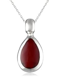 Sterling Silver Inlay Tear Drop Pendant Necklace, 18"