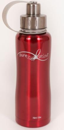 Pure Hydration Stainless Steel Insulated Water Bottle and Handle 25oz Red