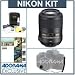 Nikon 85mm f/3.5G AF-S DX Micro ED (VR-II) Vibration Reduction Telephoto Nikkor Lens Kit, - U.S.A. Warranty - with Tiffen 52mm Photo Essentials Filter Kit, Lens Cap Leash, Professional Lens Cleaning Kit