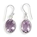 Amethyst Oval Multifaceted Sterling Silver Dangle title=
