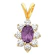 14K Yellow Gold Amethyst and Diamond Pendant