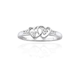 14K White Gold 0.12 ct. Diamond Heart Ring