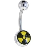 Black and Yellow RADIOACTIVE SYMBOL Logo Belly Button Ring