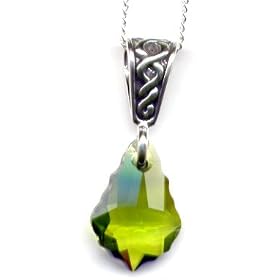 Celtic Olive 16" Chain Necklace Sterling Silver Swarovski Pendant Jewelry Gift Boxed