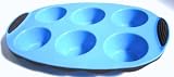 SiliconeZone New Wave Standard Muffin Pan, Bright Blue /Chocolate