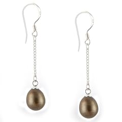 Gr�n - S��wasser-Zuchtperlen Ohrringe - Sterling Silber 925 - Lange Schlenker Gest�t Ohrringe