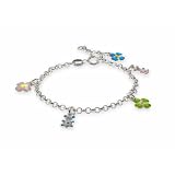 Eve's Addiction Childrens Charm Bracelet with Flower and Teddybear Charms