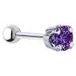 18 Gauge 5/16" -Solid 14KT White Gold 4mm Amethyst Cubic Zirconia Cartilage Earring