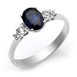 18k White Gold 5 Stone Blue Sapphire and Diamond Ring