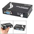 Silver Tone Press Button HD 15 Pin VGA Two Way Switch Splitter Black