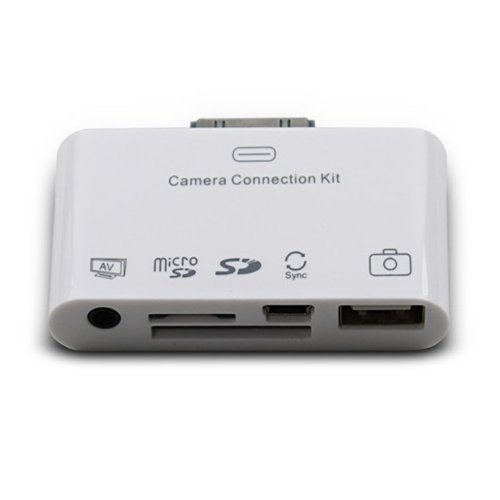 5 in 1 AV out Camera Connection Kit Card Reader for USB Keyboard, SD, MicroSD, Mini USB and Sync Pictures/ Photos and Video to itunes For Apple iPad, iPad 2