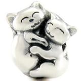 Authentic Ohm Hugging Kittens Hug Cats Sterling Silver Bead Charm