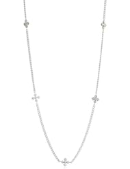 King Baby "Cross" 3D Cubic Zirconia Pave MB Cross on 38" Fine Curb Necklace