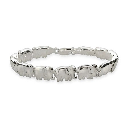 Eve's Addiction African Parade Sterling Silver Elephant Bracelet