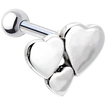 Silver 925 Heart Cluster Cartilage Earring