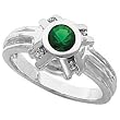 14K White Gold Tsavorite and Diamond Ring