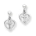 14k White Gold Polished Cross in Heart Dangle Post Earrings