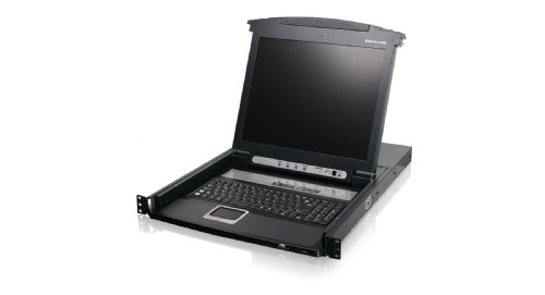 IOGEAR 8-Port Integrated KVM Console with 17 Inch TFT LCD Active Matrix Monitor, Keyboard and Touchpad GCL1808 (Black) On Sale