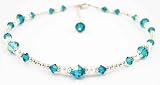  Damali .925 Sterling Silver Anklets December Blue Zircon Swarovski Crystal Ankle Bracelets