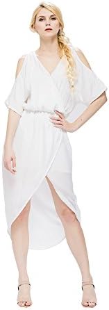 Double Crazy Women's Summer Off-The-Shoulder Short Sleeve Long Dress White US Size:8 (S)