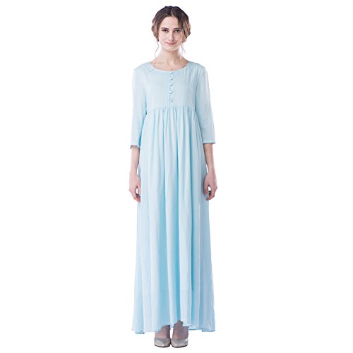 (ボーフィズbofeifs オリジナルスタイル エレガント 亜麻 七分袖 ハイウエスト 無地 Aライン プリーツ 二次会 結婚式 エレガント パーティ ドレス 入園式 入学式 卒業式 卒園式 通勤 謝恩会 披露宴ロングワンピース [並行輸入品]