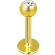 14 Gauge 3/8 Clear Gem Gold Plated Labret Monroe