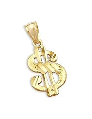 14k Yellow Gold Dollar Sign Money Pendant Charm New