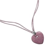 Pink Rhodonite Heart Pendant Leather Cord