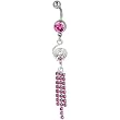 Belly Button Rings Pink Crystal Curlicue Tassel Dangle Red Belly Navel Ring Body Jewelry