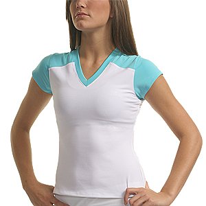 V-Neck Tennis Fitness Top with Sleeves